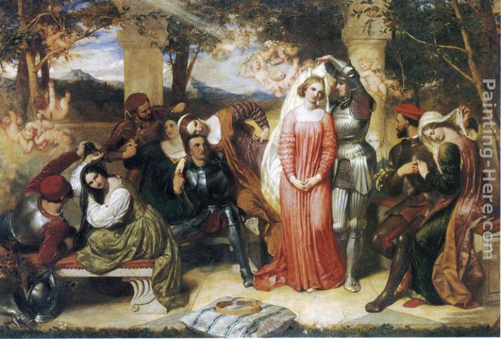 The Contest of Beauty for the Girdle of Florimel Britomartis Unveiling Amoret painting - Frederick Richard Pickersgill The Contest of Beauty for the Girdle of Florimel Britomartis Unveiling Amoret art painting